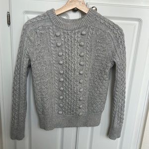 J. Crew Womens XXS cable knit sweater wool blend silver